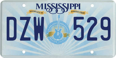 MS license plate DZW529