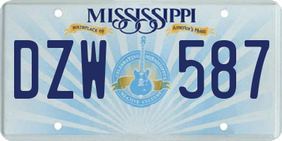 MS license plate DZW587