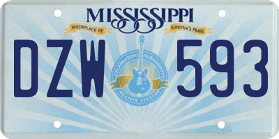 MS license plate DZW593