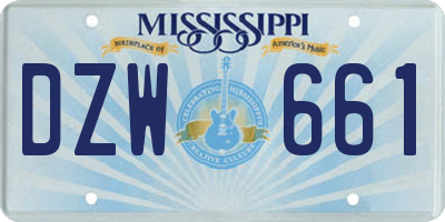MS license plate DZW661