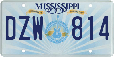 MS license plate DZW814