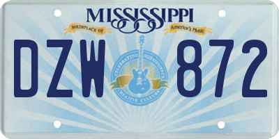 MS license plate DZW872