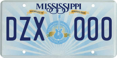 MS license plate DZX000