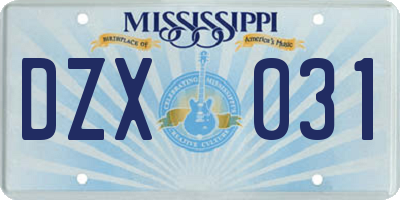 MS license plate DZX031