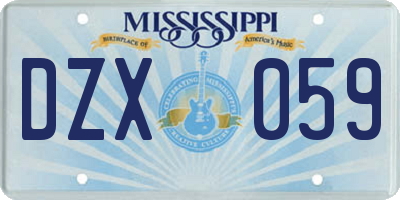 MS license plate DZX059