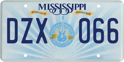 MS license plate DZX066