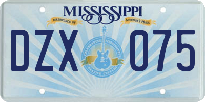 MS license plate DZX075