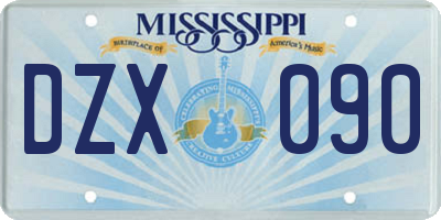MS license plate DZX090