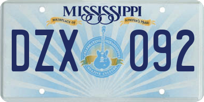 MS license plate DZX092