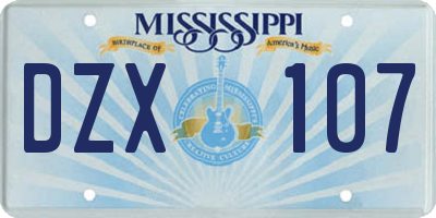 MS license plate DZX107