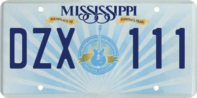 MS license plate DZX111
