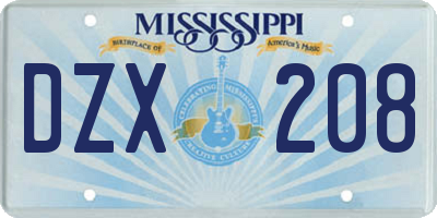 MS license plate DZX208
