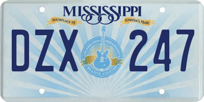 MS license plate DZX247