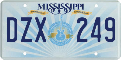 MS license plate DZX249
