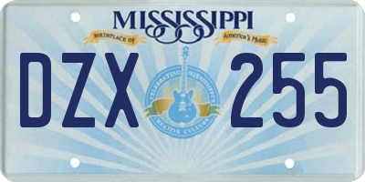 MS license plate DZX255