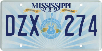MS license plate DZX274