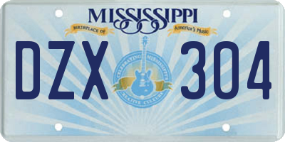 MS license plate DZX304