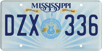 MS license plate DZX336