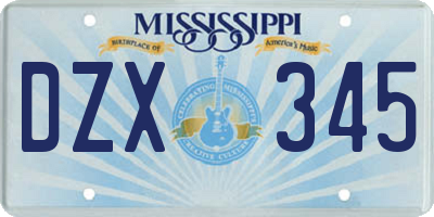 MS license plate DZX345