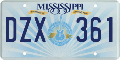 MS license plate DZX361