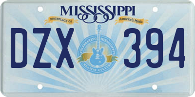MS license plate DZX394