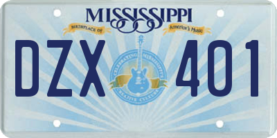 MS license plate DZX401