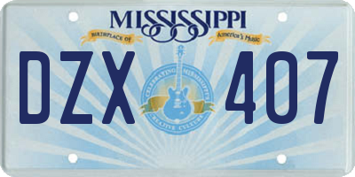 MS license plate DZX407