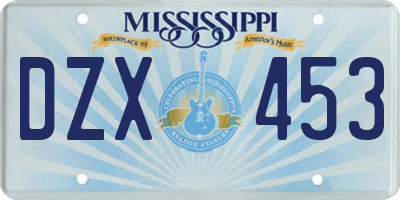 MS license plate DZX453