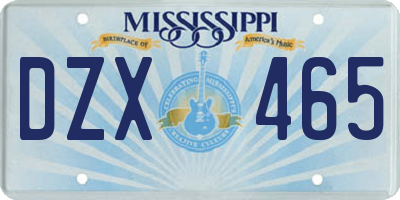 MS license plate DZX465
