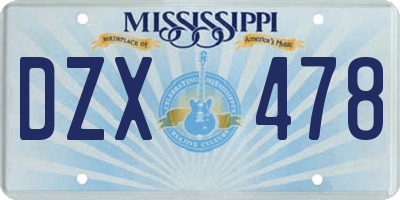 MS license plate DZX478