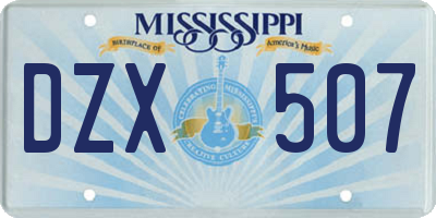 MS license plate DZX507