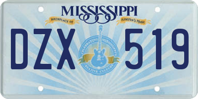 MS license plate DZX519