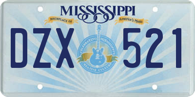 MS license plate DZX521