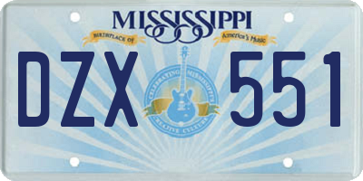 MS license plate DZX551