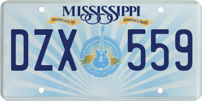 MS license plate DZX559
