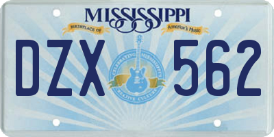 MS license plate DZX562