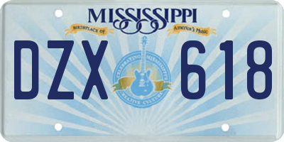 MS license plate DZX618