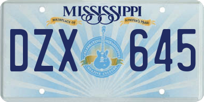 MS license plate DZX645