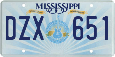 MS license plate DZX651