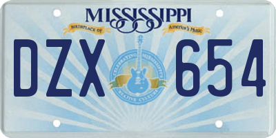 MS license plate DZX654