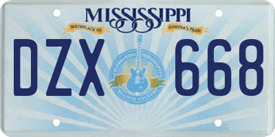 MS license plate DZX668