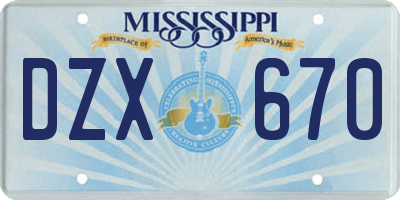 MS license plate DZX670
