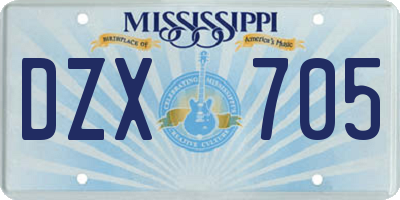 MS license plate DZX705