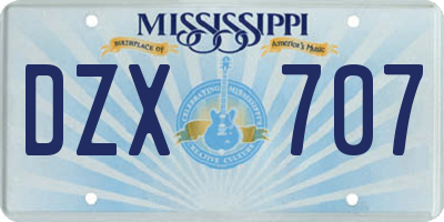 MS license plate DZX707