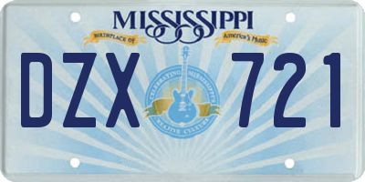 MS license plate DZX721