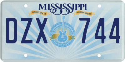 MS license plate DZX744