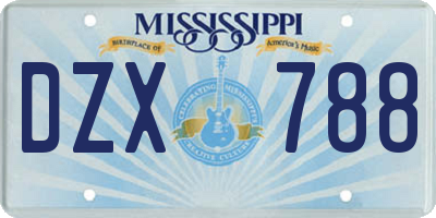 MS license plate DZX788