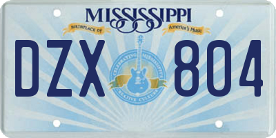 MS license plate DZX804