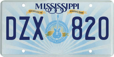MS license plate DZX820