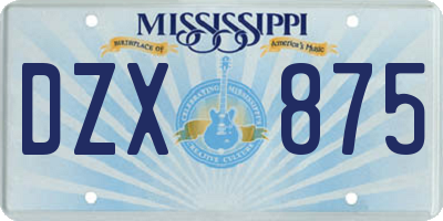 MS license plate DZX875